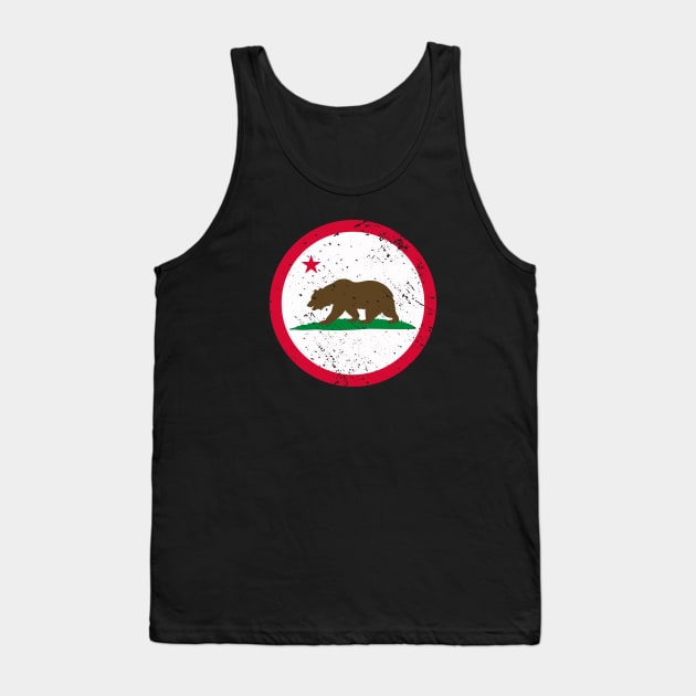 Retro California State Flag // Vintage California Grunge Emblem Tank Top by Now Boarding